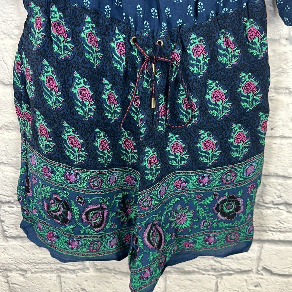 Anthropologie Kaleo Off The Shoulder Romper Navy Printed Pockets Size Xs View 6